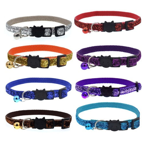 Cute Colorful Bell Cat Collar – Adjustable Nylon Pet Collar with Fish Scale Design
