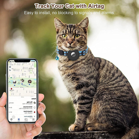 Airtag Pet Collar with Bell – Reflective Adjustable Anti-Lost Cat & Dog Collar