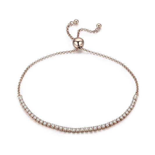 Gold Plated Sterling Silver Classic Cubic Zirconia Tennis Bracelet for Women