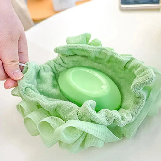 2-in-1 Soft Exfoliating Bath Loofah Towel with Soap Holder