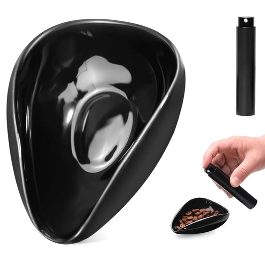 Coffee Ingredient Set – Ceramic Bean Cup, Spray Bottle & Measuring Tray for Espresso & Tea Preparation