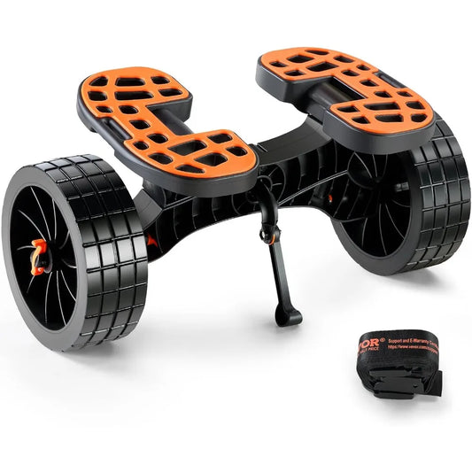 Kayak & Canoe Trolley Cart – 10" Solid Tires, 320 lbs Load Capacity, Adjustable Brackets & Straps