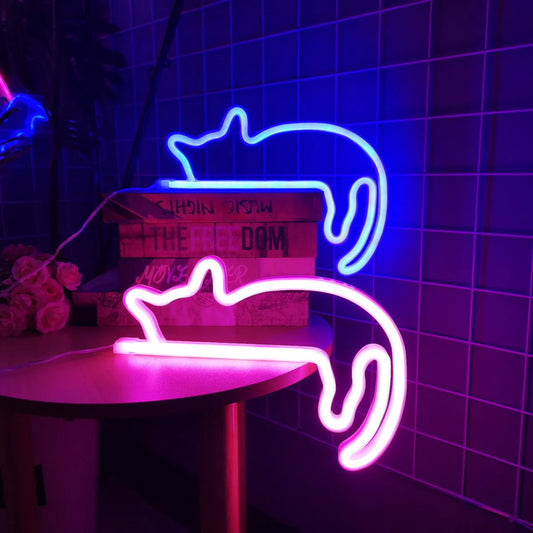 MeowGlow™ Cat Neon LED Sign – USB Wall Light for Bedroom, Pet Store & Party Décor
