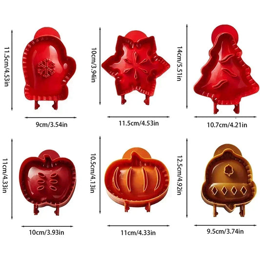 Fall Hand Pie Mold Set – Mini Dough Press Baking Tools for Christmas & Halloween | Pumpkin, Apple & Hazelnut Shapes