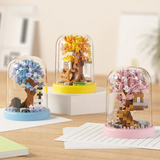 Mini Four Seasons Tree House Building Blocks Toys Christmas Children's Toys Decoration Bonsai Decoration Thanksgiving Gifts
