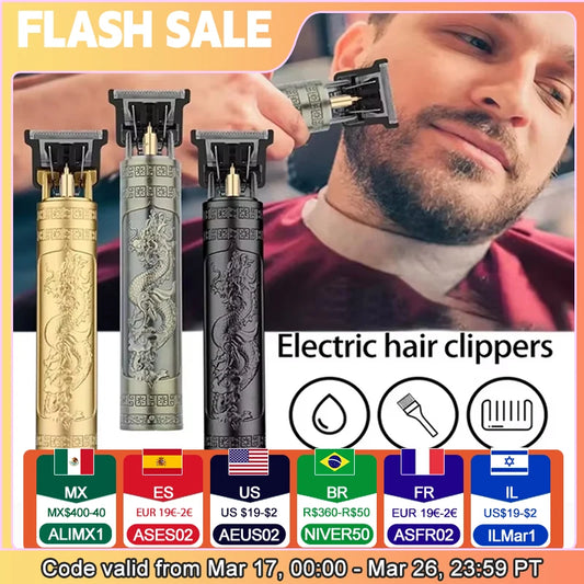 Vintage T9 Elektrische Haarschneider, Haarschneider voor Heren, Professionele Scheerapparaat, Oplaadbare Barbershop Trimmer voor Heren, Draken Boeddha