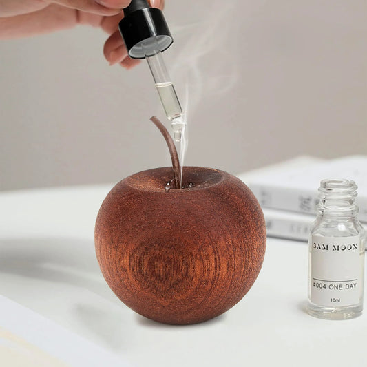 Wooden Apple Fragrance Diffuser Statue – Essential Oil Aromatherapy Ornament for Home, Office & Desk Decoration Gifts