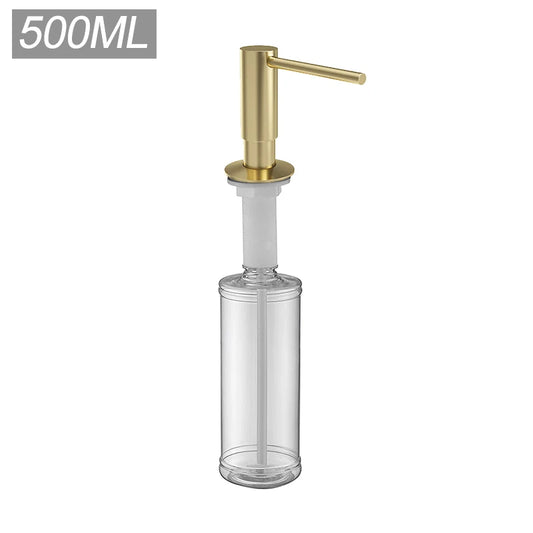 Built-in pump Kitchen liquid soap bottle 500ml brass brushed nickel soap dispenser Black kitchen sink soap dispenser