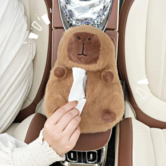 Capybara Plush Car Tissue Box – Hanging Backseat Tissue Holder & Cute Auto Interior Decoration Toy