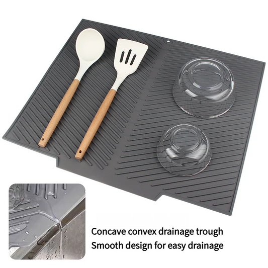 New Food-grade silicone Dish Drying Mat,Kitchen Anti-slipDrain Pad,Soft, Heat-resistant,Foldable and Not Easy to store Deform