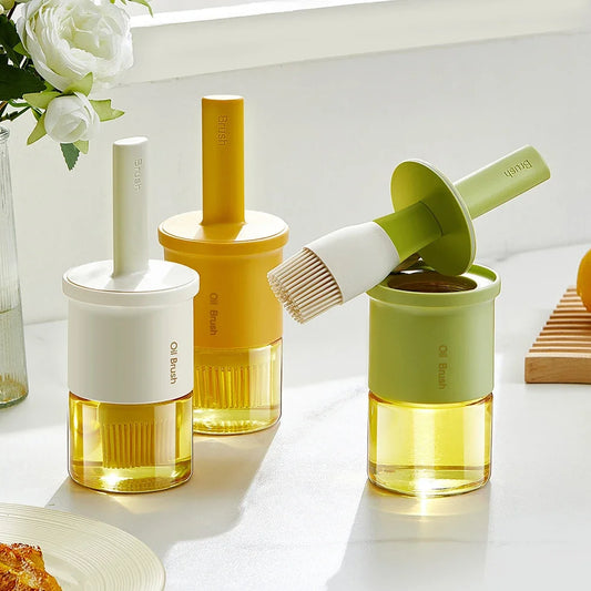 Silicone Oil Brush with Bottle – Food-Grade Glass Oil Dispenser Brush for Cooking, Baking, Pancakes & BBQ