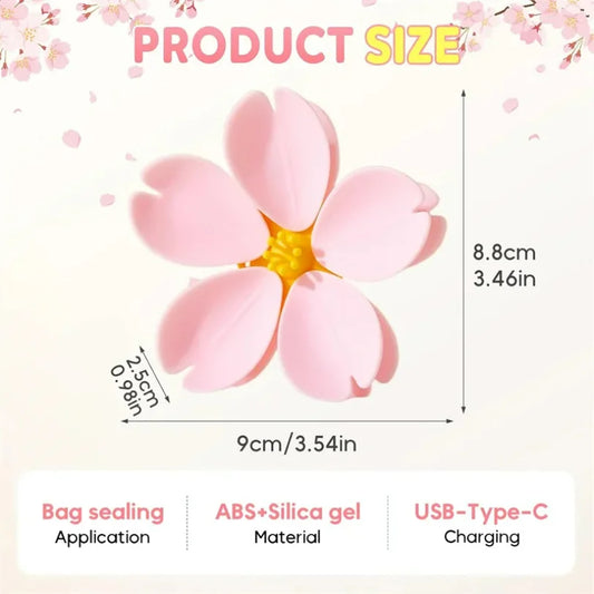 Cherry Blossom Magnetic Bag Clips – Sakura Petal Food Sealer & Decorative Fridge Magnet