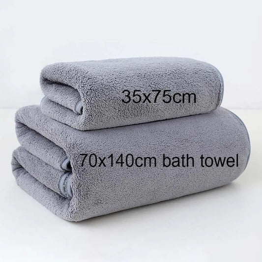 Coral Fleece Thickened Towel & Bath Towel Set – Soft, Absorbent, Solid Color Design for Home & Gym