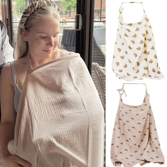 MamaComfort™ Cotton Breastfeeding Cover – Adjustable Nursing Apron & Stroller Privacy Blanket