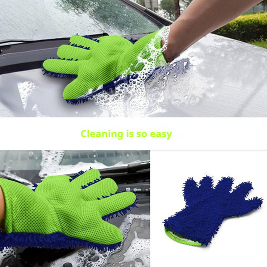 Thin Chenille Five-Finger Car Wash Glove – Soft Cleaning Mitt for Auto Detailing & Dust Removal