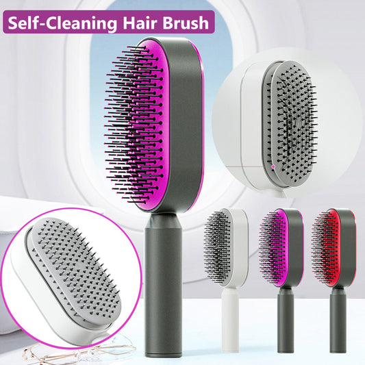 Self-Cleaning Hair Brush – One-Key Hair Removal Air Cushion Comb with Scalp Massage & Anti-Static Design