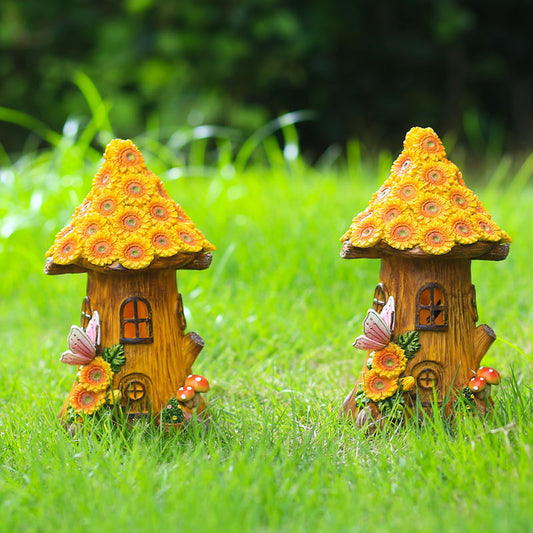 Resin Solar Tree House Lamp – Outdoor Garden & Lawn Decoration Light for Pathways, Patio & Yard