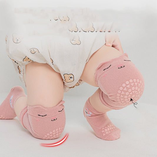 Children’s Knee Pads & Floor Socks Set – Breathable Combed Cotton Non-Slip Socks for Crawling Babies