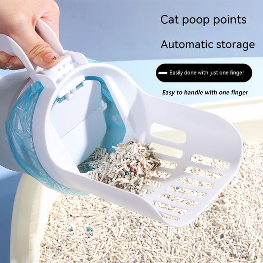 Upgrade 2-in-1 Cat Litter Scoop with Waste Bag System – Foldable Bottom & Easy Clean Design