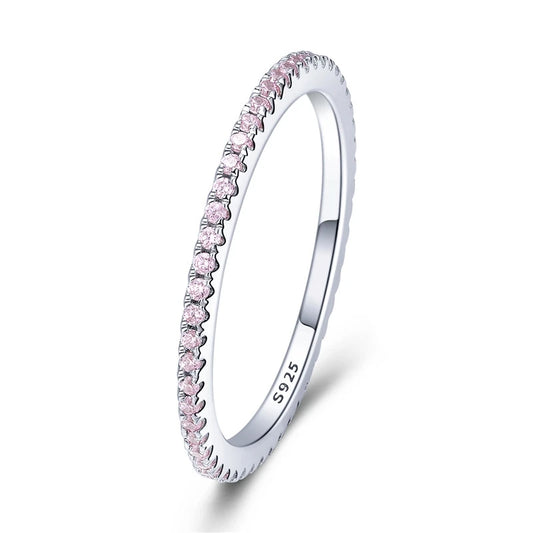 Sterling Silver Full Paved Cubic Zirconia Stackable Eternity Ring for Women