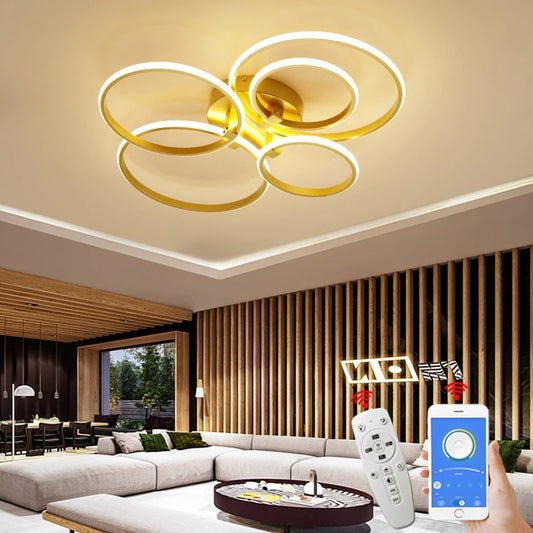 LumoGold™ Modern Dimmable LED Ceiling Light – Elegant Indoor Lamp for Living Room & Bedroom