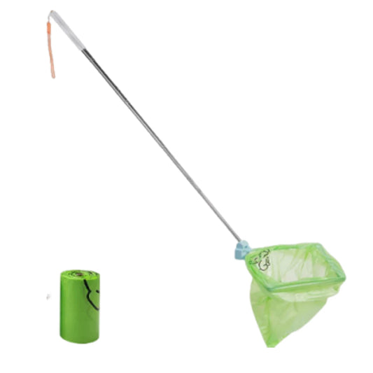 Retractable Long-Handle Dog Waste Collector with Foldable Design