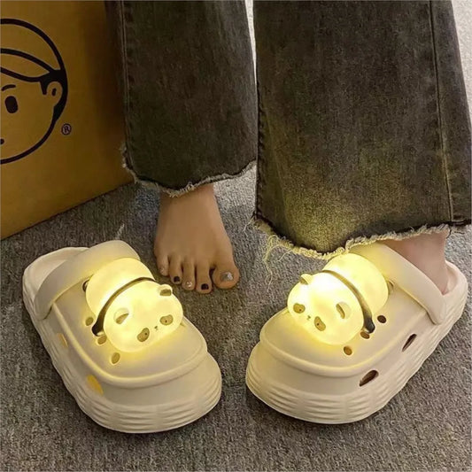 Cute Panda Lantern Indoor Slippers with Thick Anti-Slip Sole