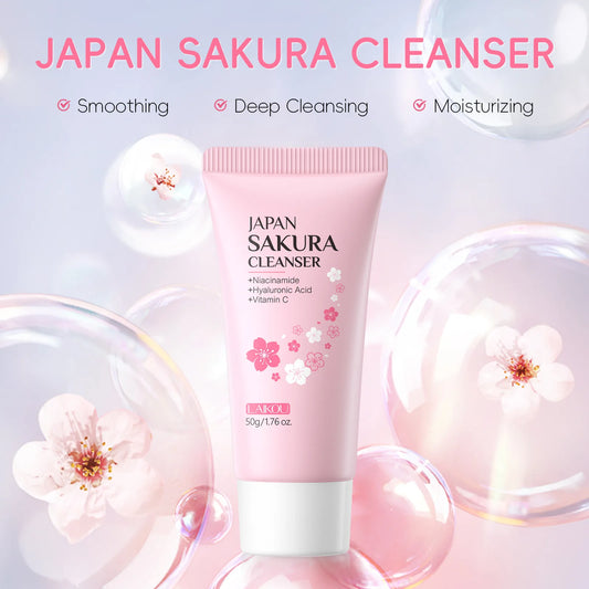 Laikou Sakura Whitening Facial Cleanser Foam Moisturizing Deep Remove Cleansing Acne Milk Oil Control Exfoliating Shrink Pores