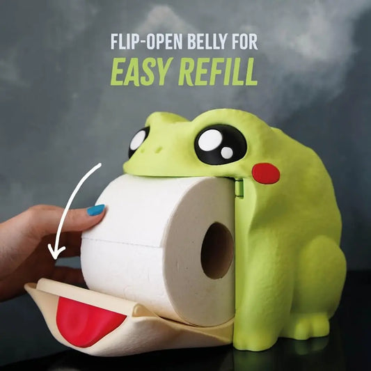3D Printed Frog Belly Toilet Paper Holder – Funny Large-Opening Paper Dispenser for Bathroom & Home Decor