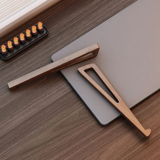 Universal Wooden Laptop Stand Ventilated 12° Adjustable Angle Tablet Stand Portable Ergonomic Laptop Bracket for 10-17inch