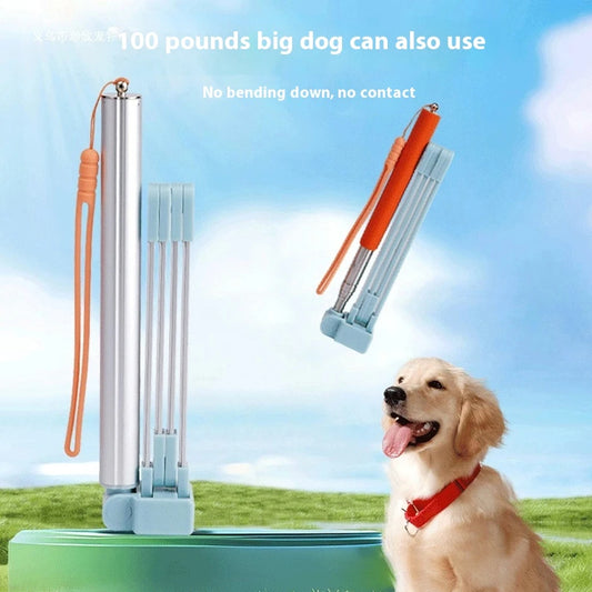 Retractable Long-Handle Dog Waste Collector with Foldable Design