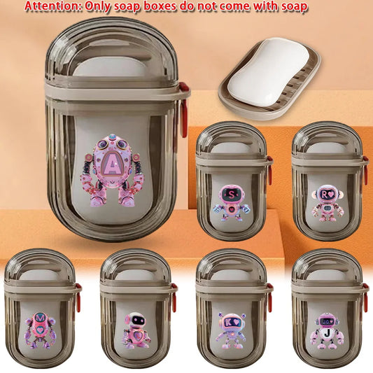 Reusable Sealed Soap Case with Inner Tray – Leak-Proof Travel Soap Box with Letter Pattern Design