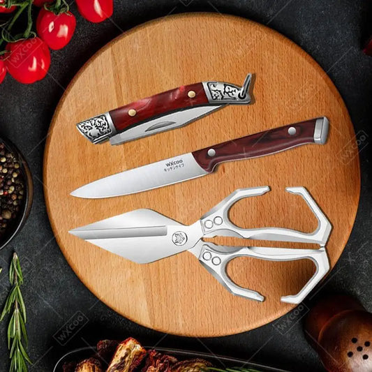 ChefEdge™ Stainless Steel Kitchen Knife & Scissor Set – Multi-Purpose Paring, Cleaver & Utility Tools