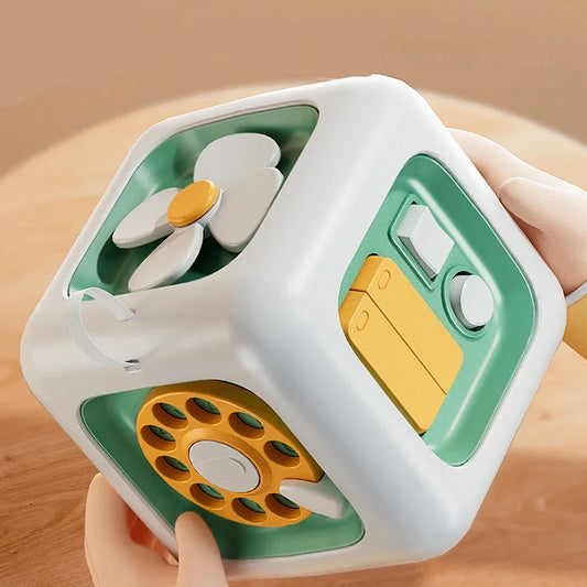 6-in-1 Montessori Educational Busy Board Cube – Sensory Toy with Drawers & Fidget Activities for Baby Boys & Girls