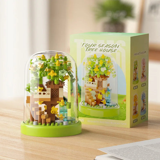 Mini Four Seasons Tree House Building Blocks Toys Christmas Children's Toys Decoration Bonsai Decoration Thanksgiving Gifts