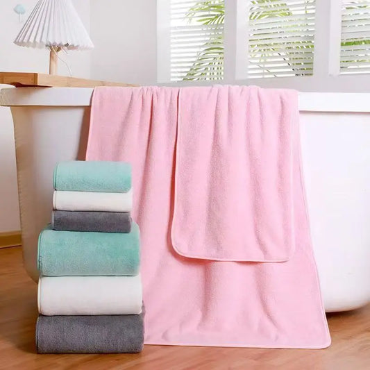 Coral Fleece Thickened Towel & Bath Towel Set – Soft, Absorbent, Solid Color Design for Home & Gym