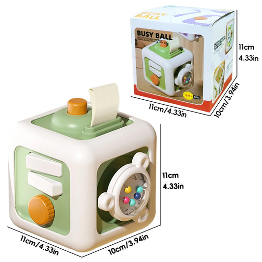 SENNIXIONG 6-in-1 Activity Cube Busy Board – Montessori Sensory Toy with Switches, Drawers & Skill Practice for Toddlers