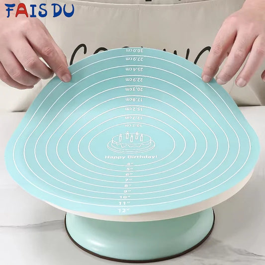 Round Non-Slip Silicone Baking Mat – 12-Inch Cake Turntable Pad, Heat-Resistant Food-Grade Baking Tool