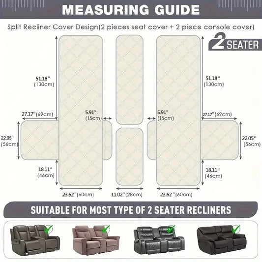 Recliner Slipcover with Cup Holder – Pet & Kids Proof 1/2-Seater Armchair Cover for Living Room or Bedroom
