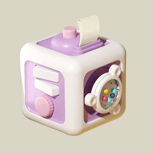 SENNIXIONG 6-in-1 Activity Cube Busy Board – Montessori Sensory Toy with Switches, Drawers & Skill Practice for Toddlers