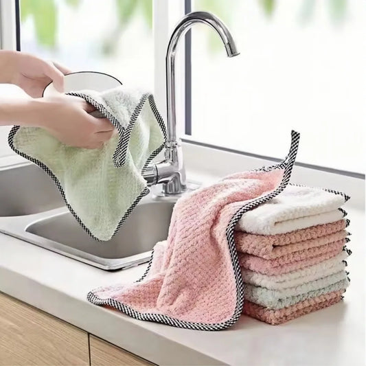 Microfiber Kitchen Cleaning Cloths – Non-Stick Oil Absorbent Thickened Dish Towels (5/10/20 PCS)