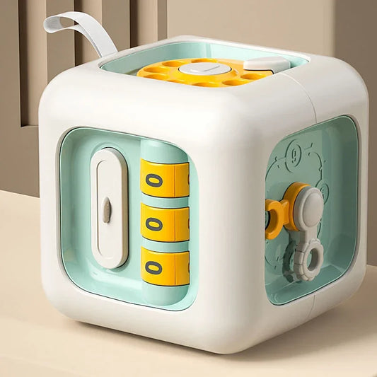6-in-1 Montessori Educational Busy Board Cube – Sensory Toy with Drawers & Fidget Activities for Baby Boys & Girls