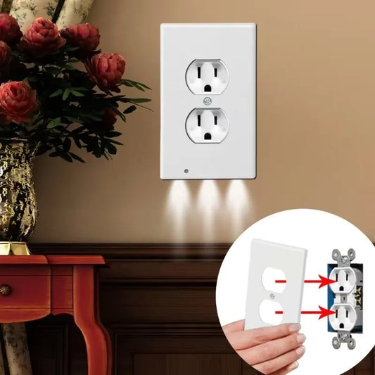GlowPlug™ Duplex Electrical Outlet – Modern Wall Plug with Auto On/Off LED Night Light