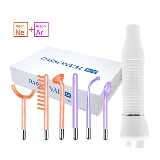 Darsonval Portable High Frequency Facial Machine Skin Therapy With 6 Neon & Argon Wands Remove Wrinkles Acne Facial Therapy Wand