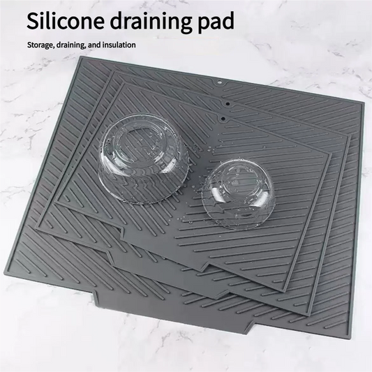New Food-grade silicone Dish Drying Mat,Kitchen Anti-slipDrain Pad,Soft, Heat-resistant,Foldable and Not Easy to store Deform