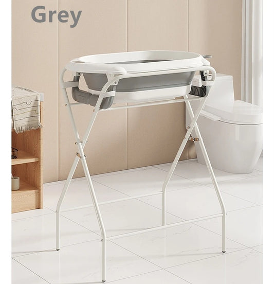 Collapsible Baby Bath with Folding Stand & Ergonomic Cushion – Complete Bathing Station for Newborns & Toddlers