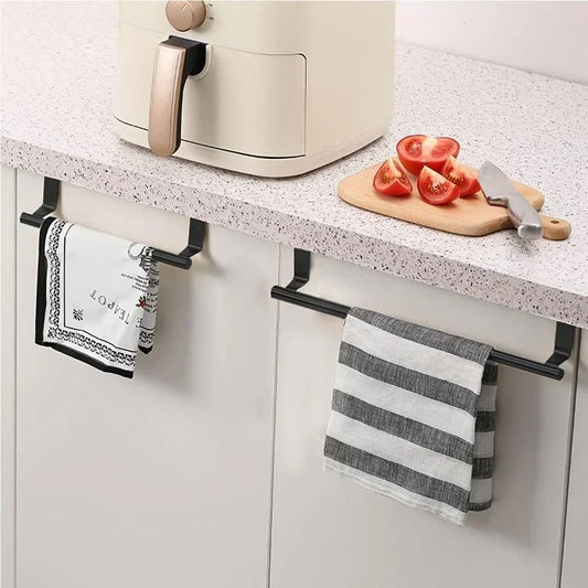 Over-Cabinet Towel Rack – Stainless Steel Hanging Rod Organizer for Bathroom & Kitchen, Punch-Free Installation