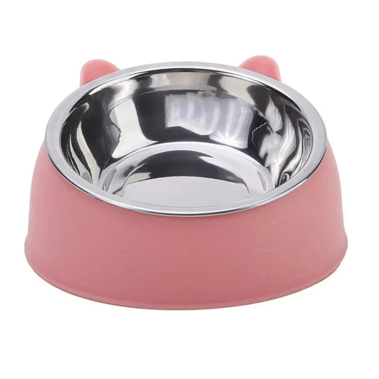 100ML Raised Cat & Dog Bowl – 15° Tilted Non-Slip Food & Water Feeder with Neck Protection Design for Puppies and Kittens
