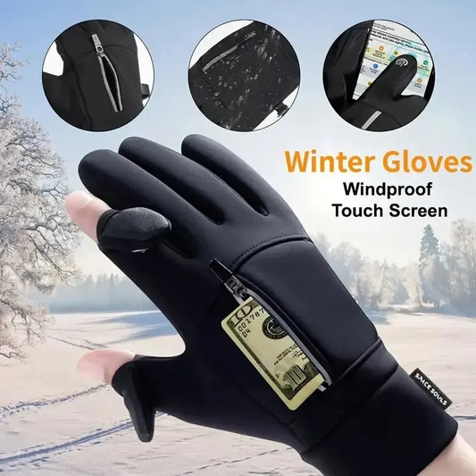 Winter Gloves Men Full Finger Touchscreen Thermal Waterproof Anti Slip Cycling Motorcycle Riding Outdoor Sports Gloves