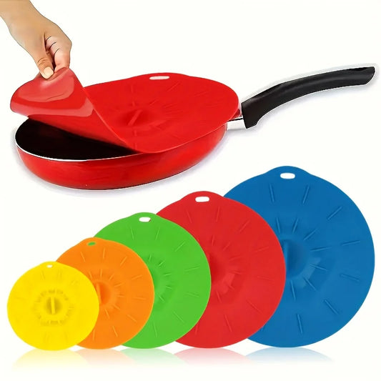 5PCS Silicone Suction Lids – Reusable Sealing Covers for Bowls, Plates & Flat-Bottomed Pots | Essential Kitchen Airtight Containers